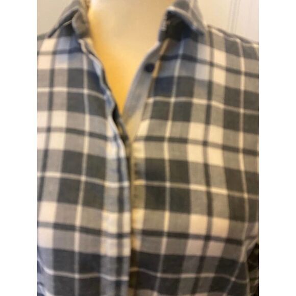 LAFAYETTE 148 Lightweight Flannel Plaid Button Down Shirt Gray White - Small (P) - Picture 2 of 9